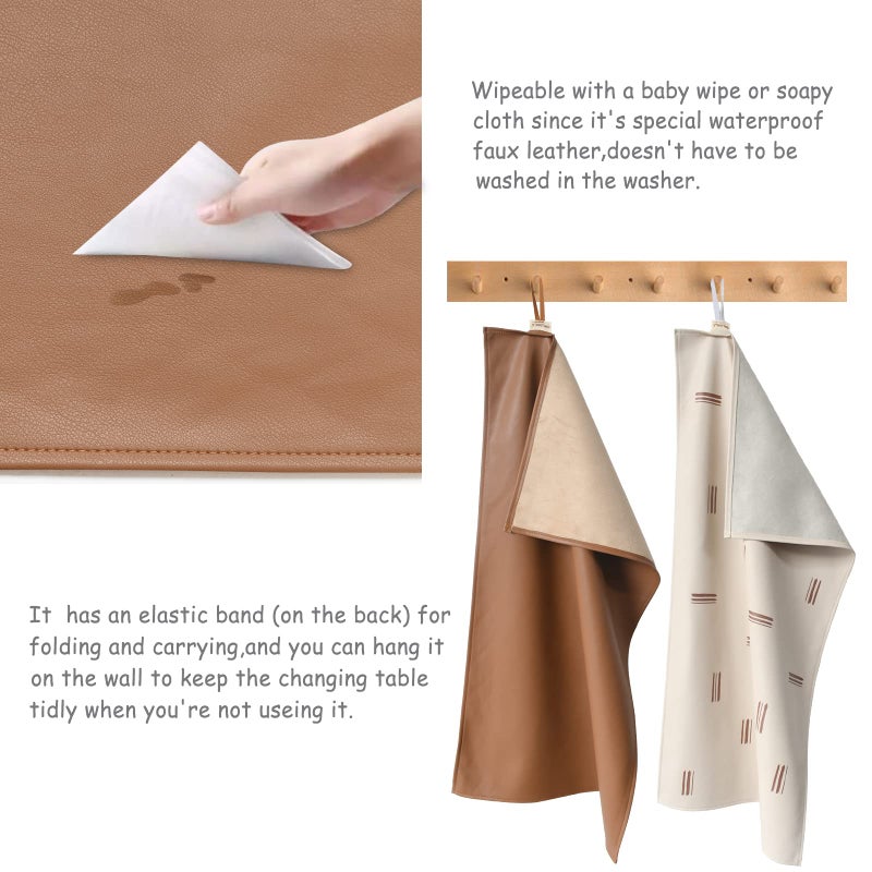 Owlowla Baby Diaper Changing Pad Portable Changing Mat Travel Changing Pad Liner for Baby and Small Toddler(Classic Brown&Brush Strokes) - Image 4